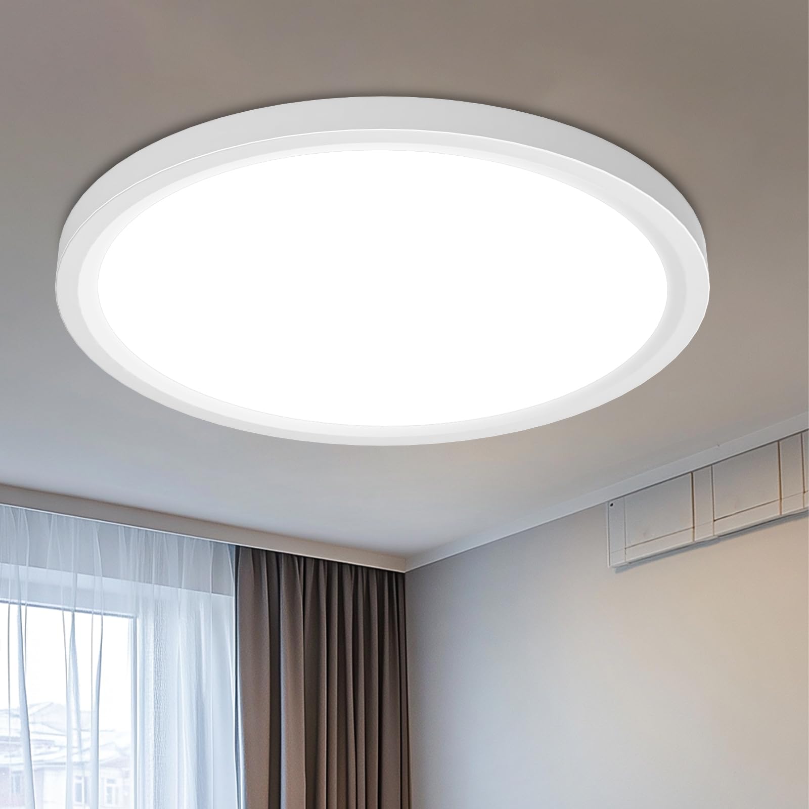 libtit 16-inch flush-mount LED ceiling light, front view; bright, energy-efficient illumination.
