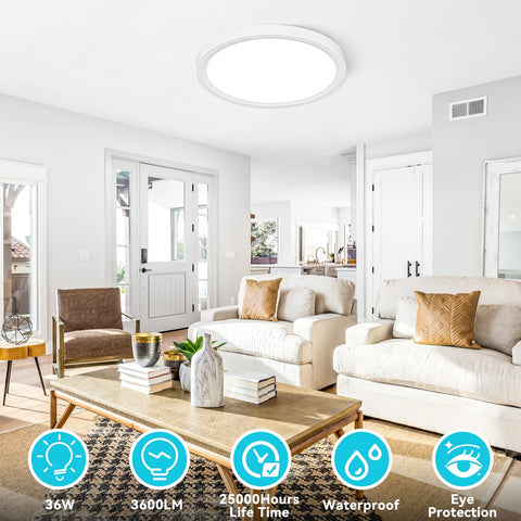 libtit 16-inch flush-mount LED ceiling light, side view; modern lighting for any room.