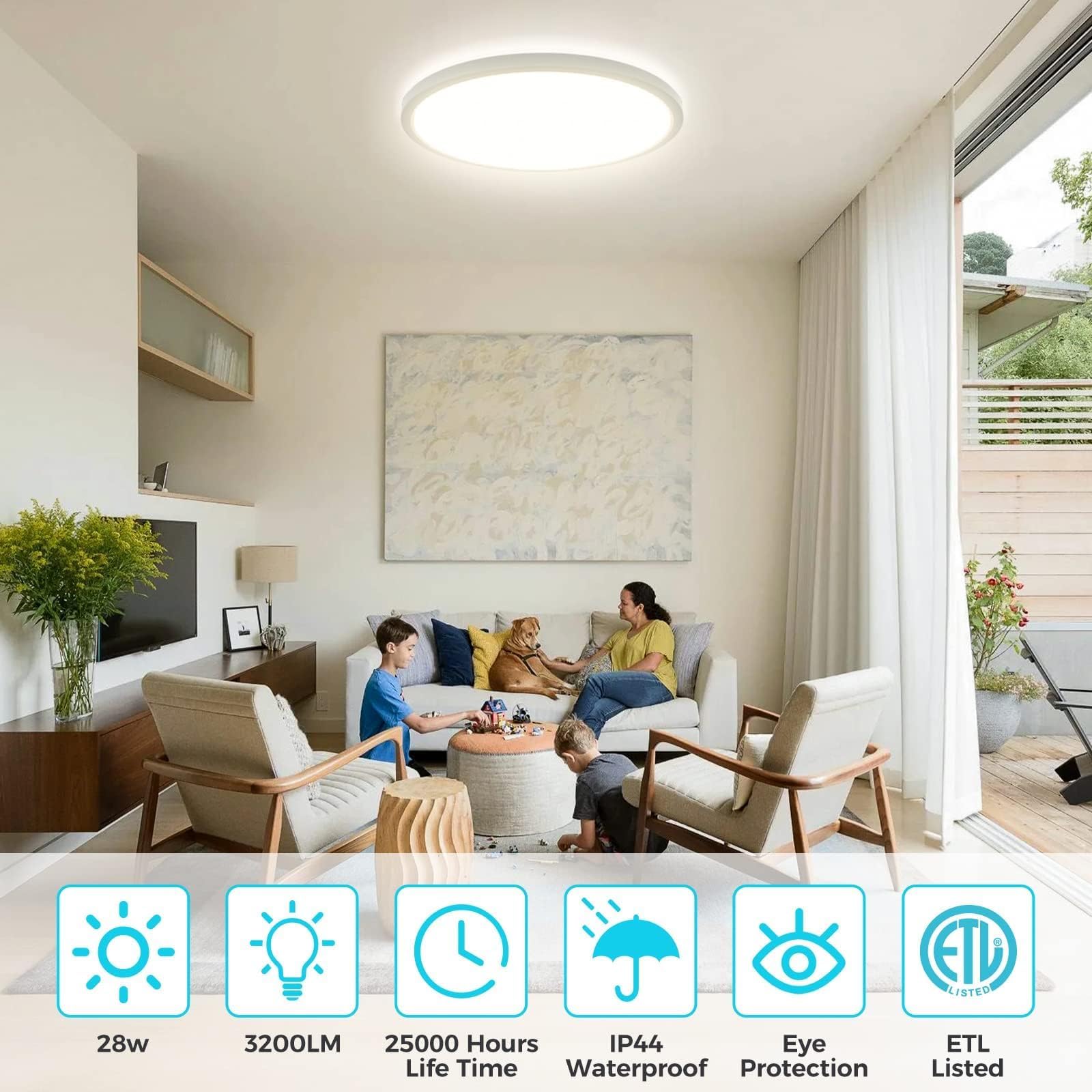 libtit 6-pack 13-inch flush-mount light, 3-color temps, switch between warm, neutral, and cool light.
