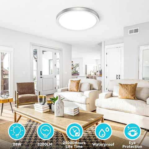libtit brushed nickel satin finish round ceiling light for modern kitchens