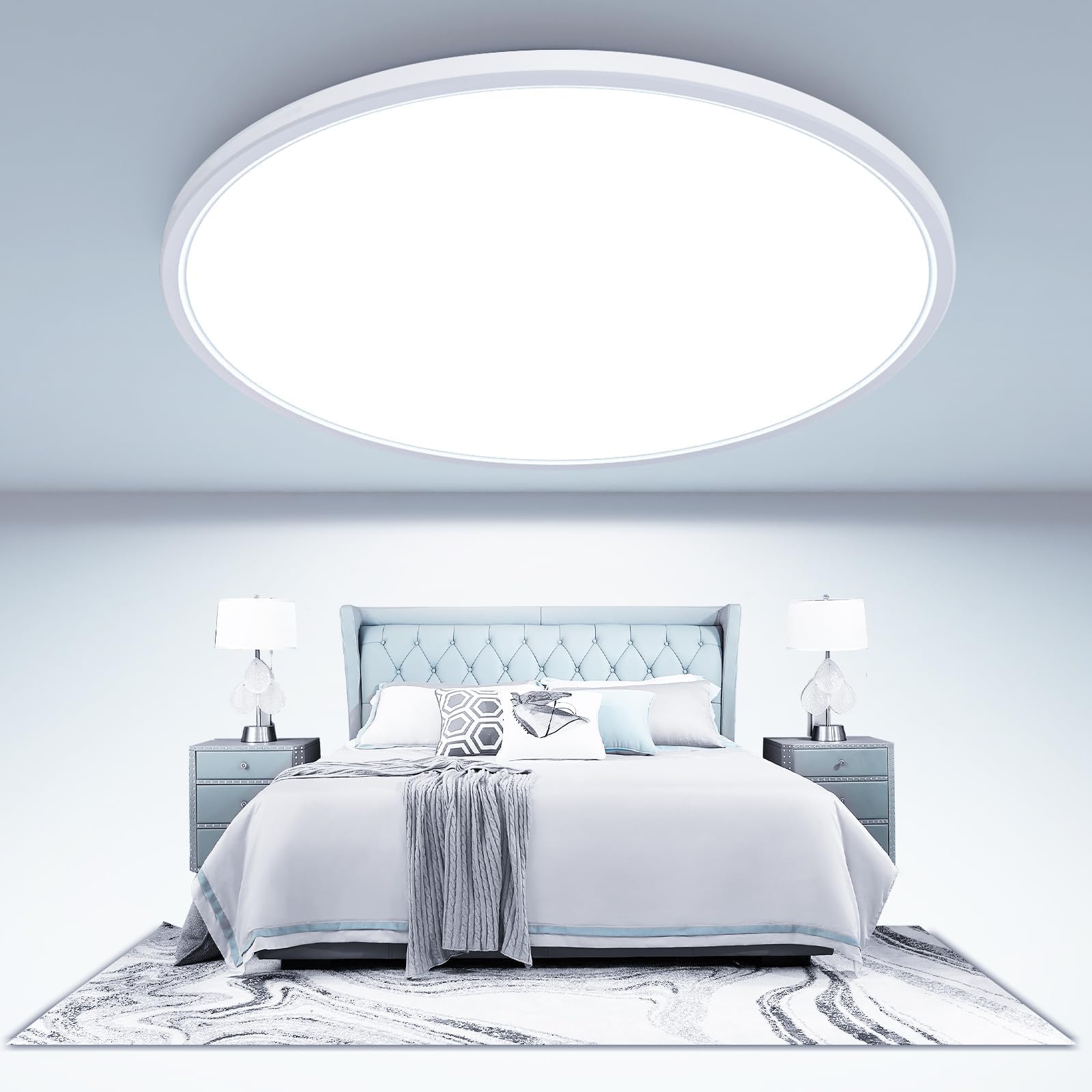 Libtit large LED ceiling light with a 16.5-inch diameter provides broad room coverage.