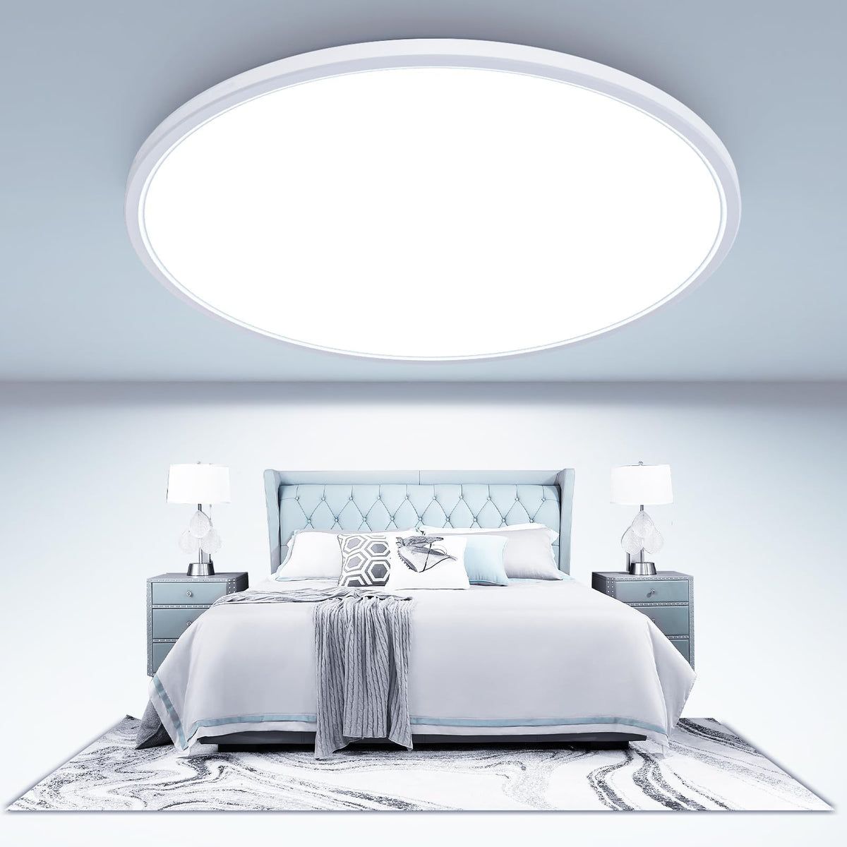 Libtit large LED ceiling light with a 16.5-inch diameter provides broad room coverage.