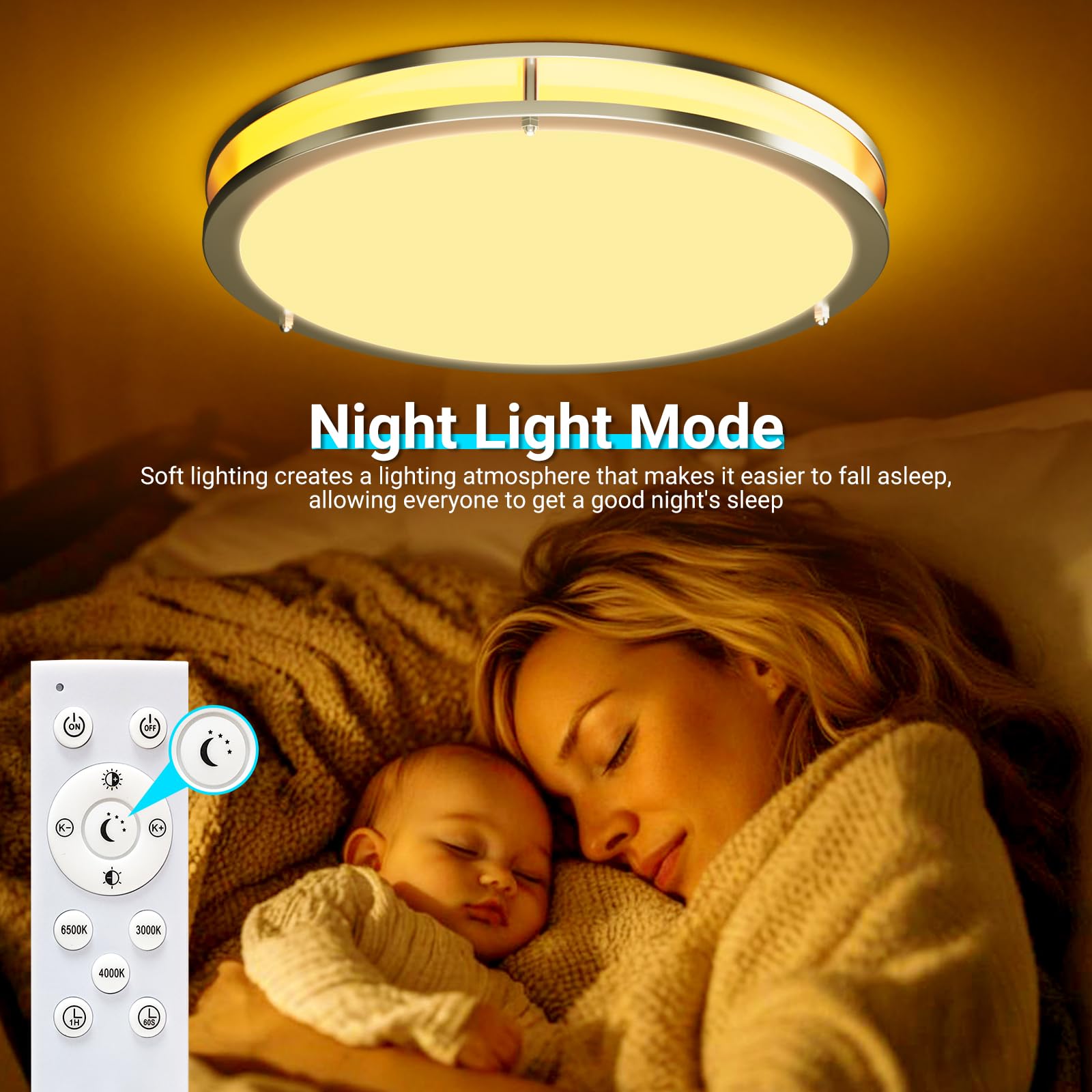 Libtit ceiling light with remote control dimming for smooth brightness adjustment.