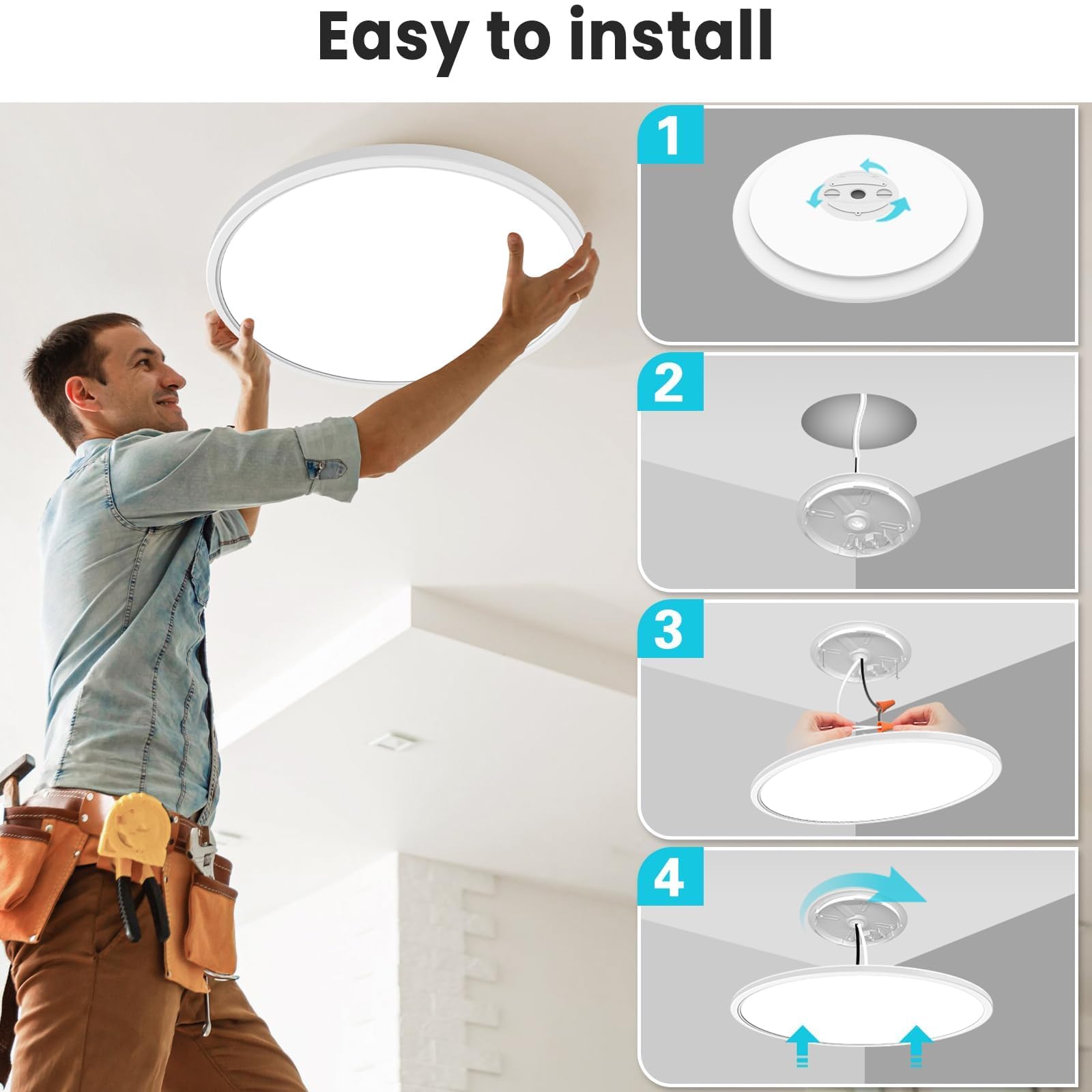 Libtit rotating mounting plate enables quick, tool-free installation.
