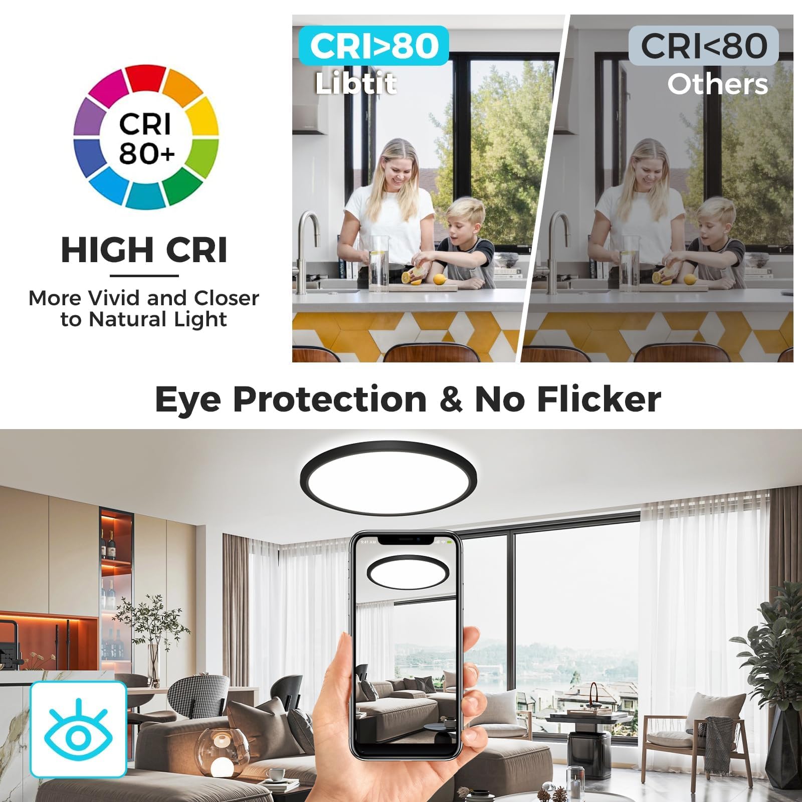 libtit ultra-slim ceiling light installation in three simple steps