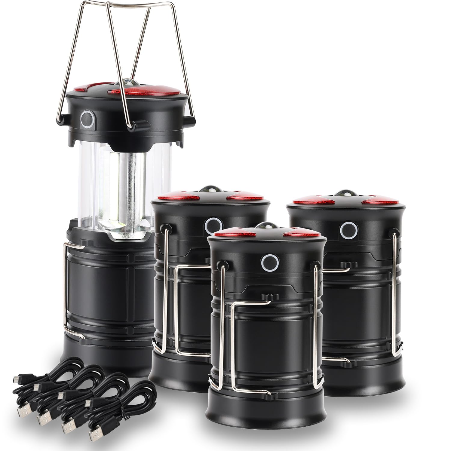Lichamp 4-pack camping lanterns rechargeables provide bright 360-degree light for camps