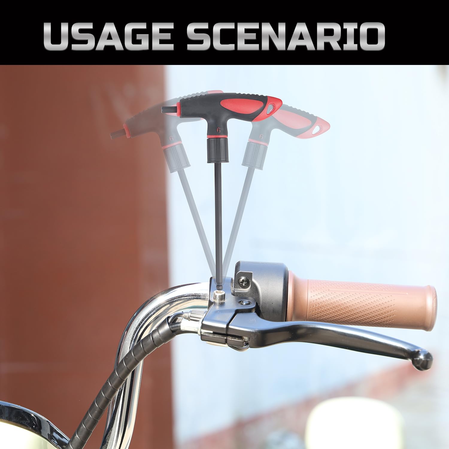 Lichamp anti-slip grip close-up on T-handle wrench highlighting secure handling.