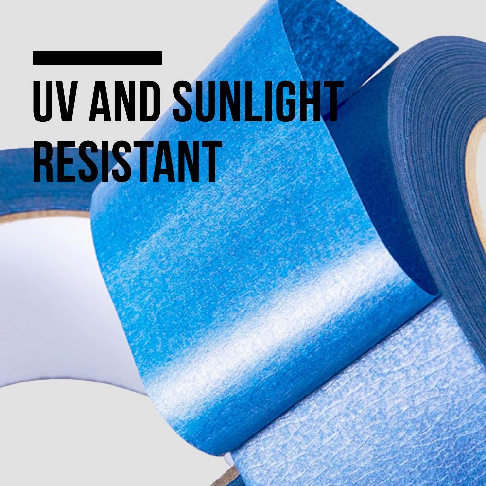 Lichamp blue tape applied to glass surfaces for sharp lines and easy removal.