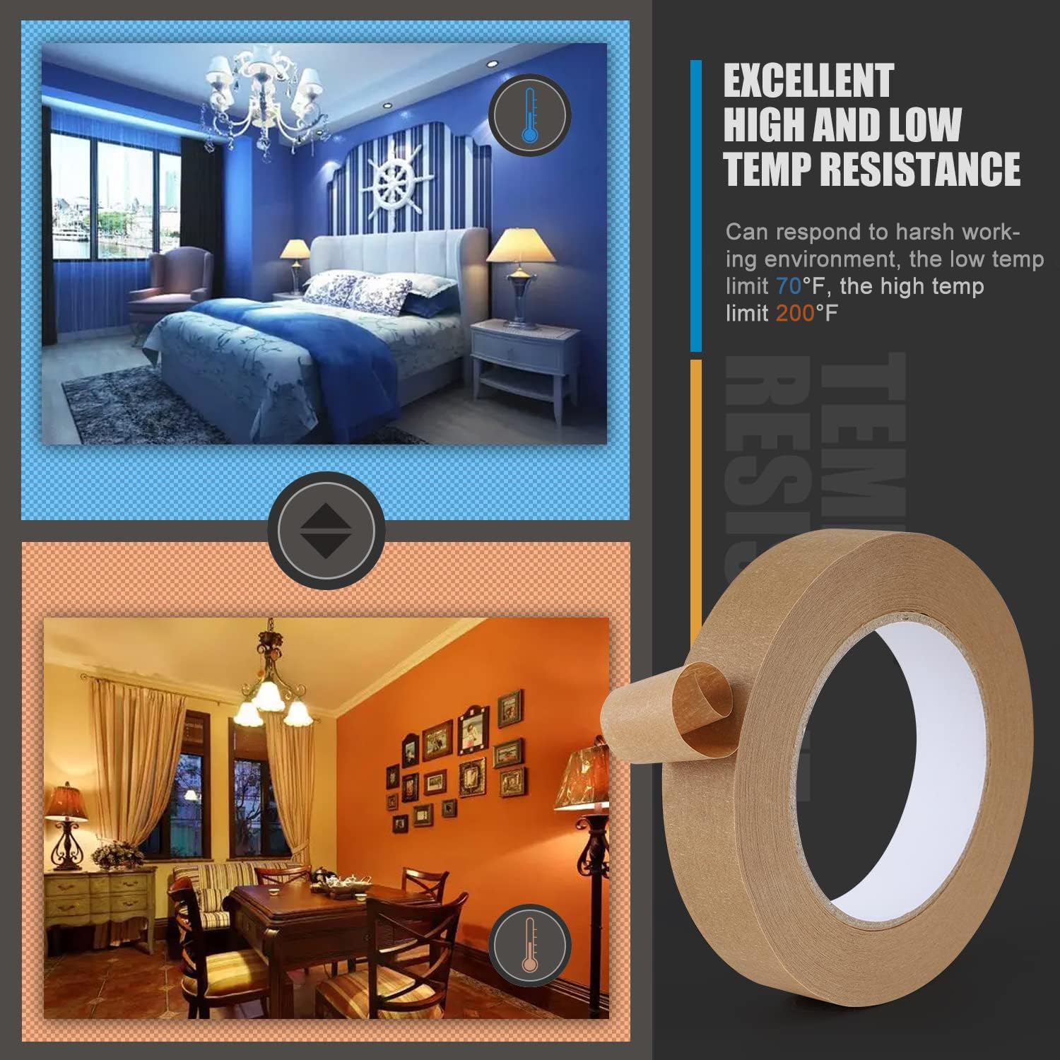 Lichamp brown painter's tape on wall masking with sharp edge