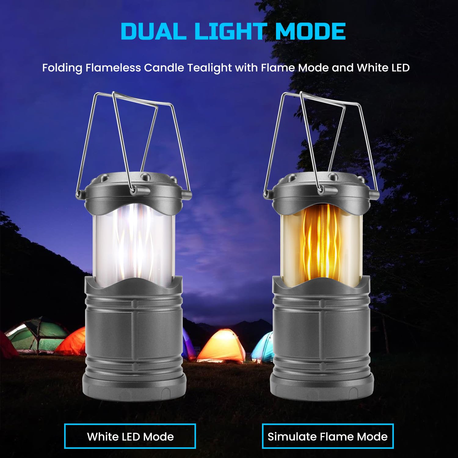 Lichamp collapsible lantern folded with foldaway handles for compact storage
