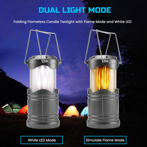 Lichamp collapsible lantern folded with foldaway handles for compact storage