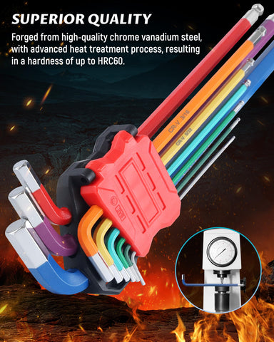 Lichamp color-coded Allen wrenches for fast size identification.