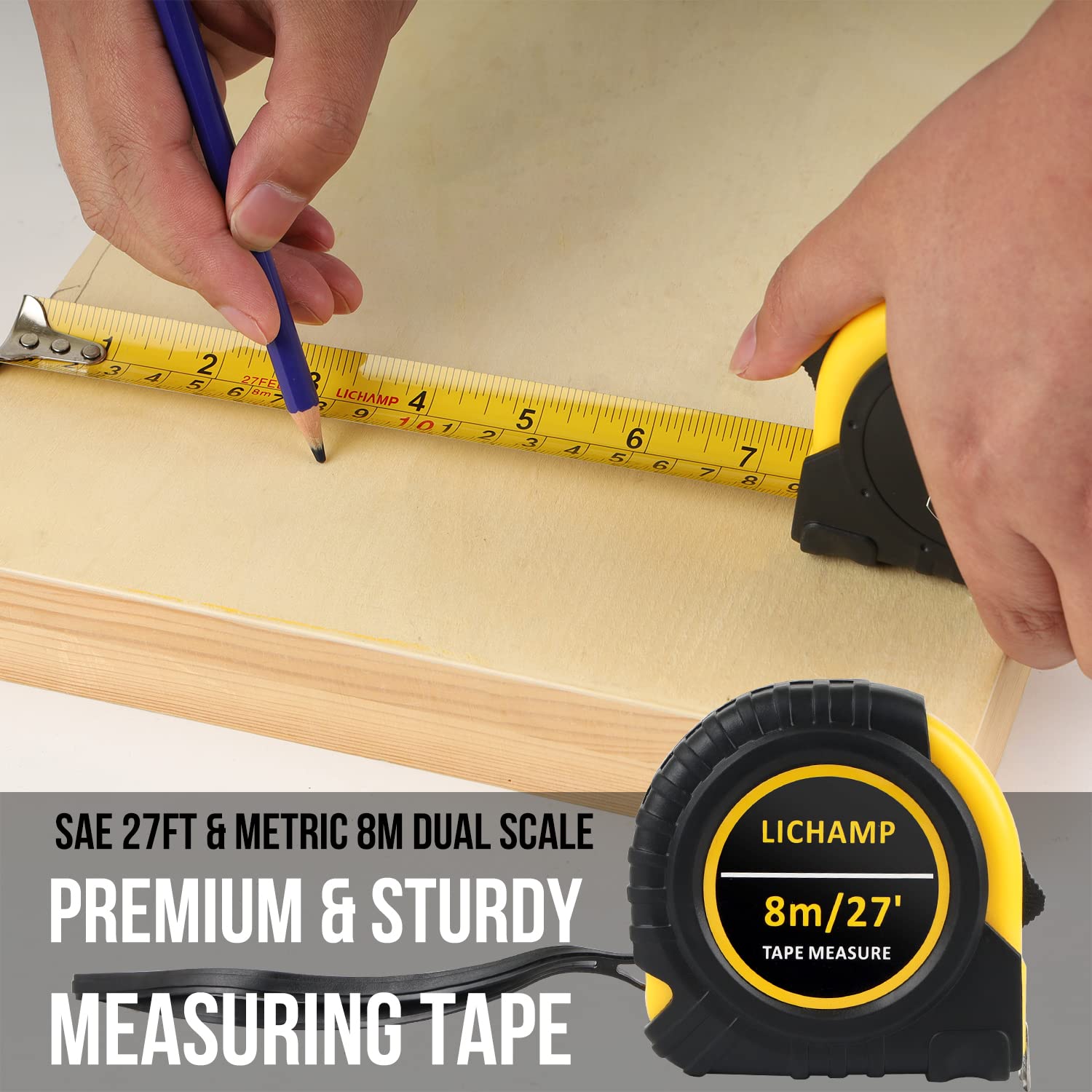 Lichamp dual SAE and metric scale 1in wide for versatile measurements on site.