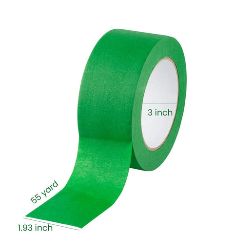 Lichamp green painter's tape 2in roll on a door trim for clean, precise painting.