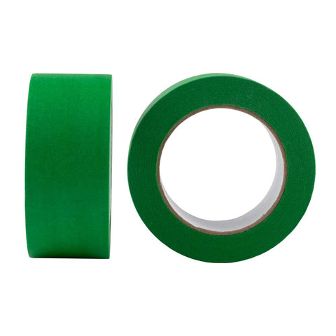 Lichamp green painter's tape 2in roll shows easy tear without slivering for tidy edges.