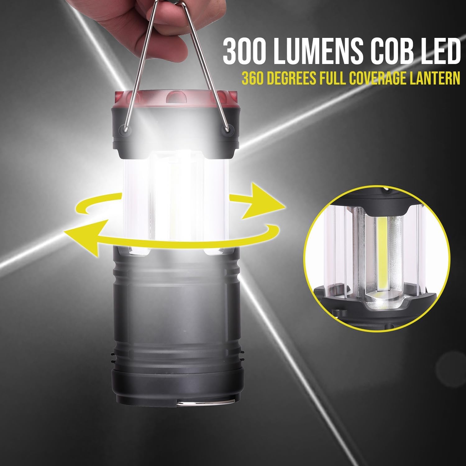 Lichamp lantern with magnetic base for hands-free operation during outages.