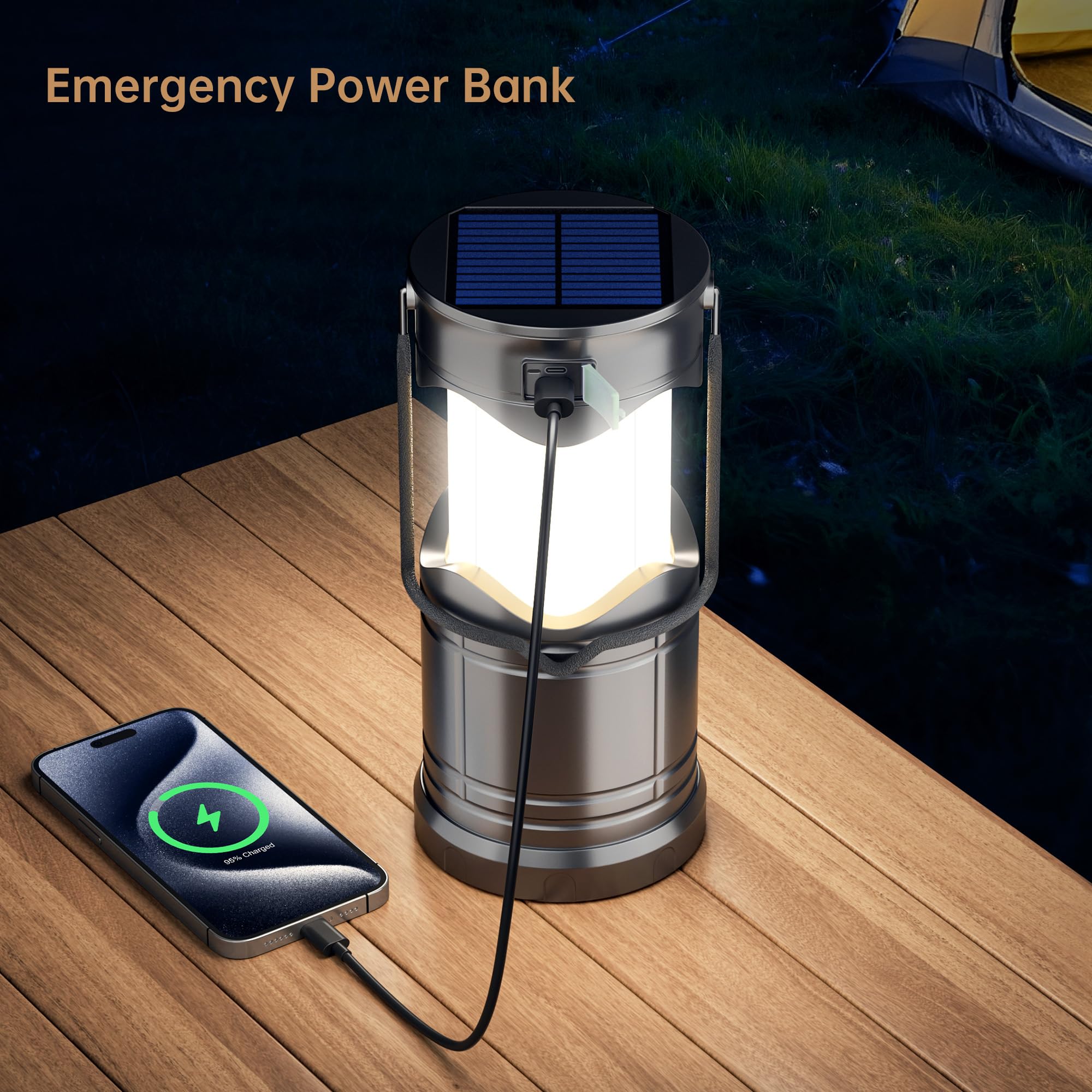 Lichamp rugged ABS lantern body, durable for storms and rugged outdoor use.