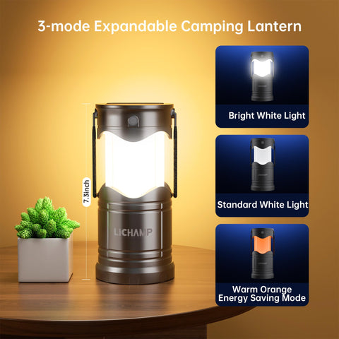 Lichamp lantern unfolded with handle, ready to brighten tents and outdoor spaces.