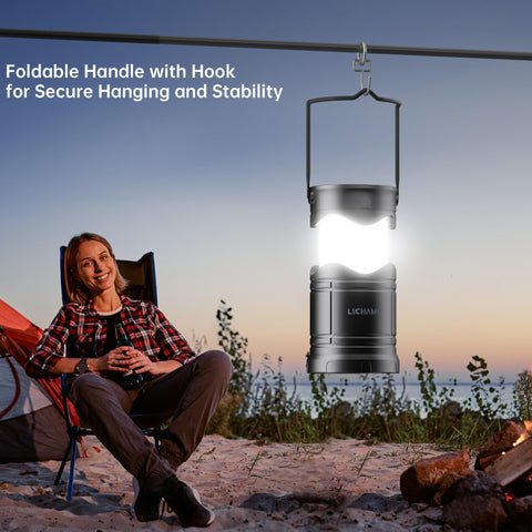 Lichamp lantern charging via USB, convenient power source for outages.