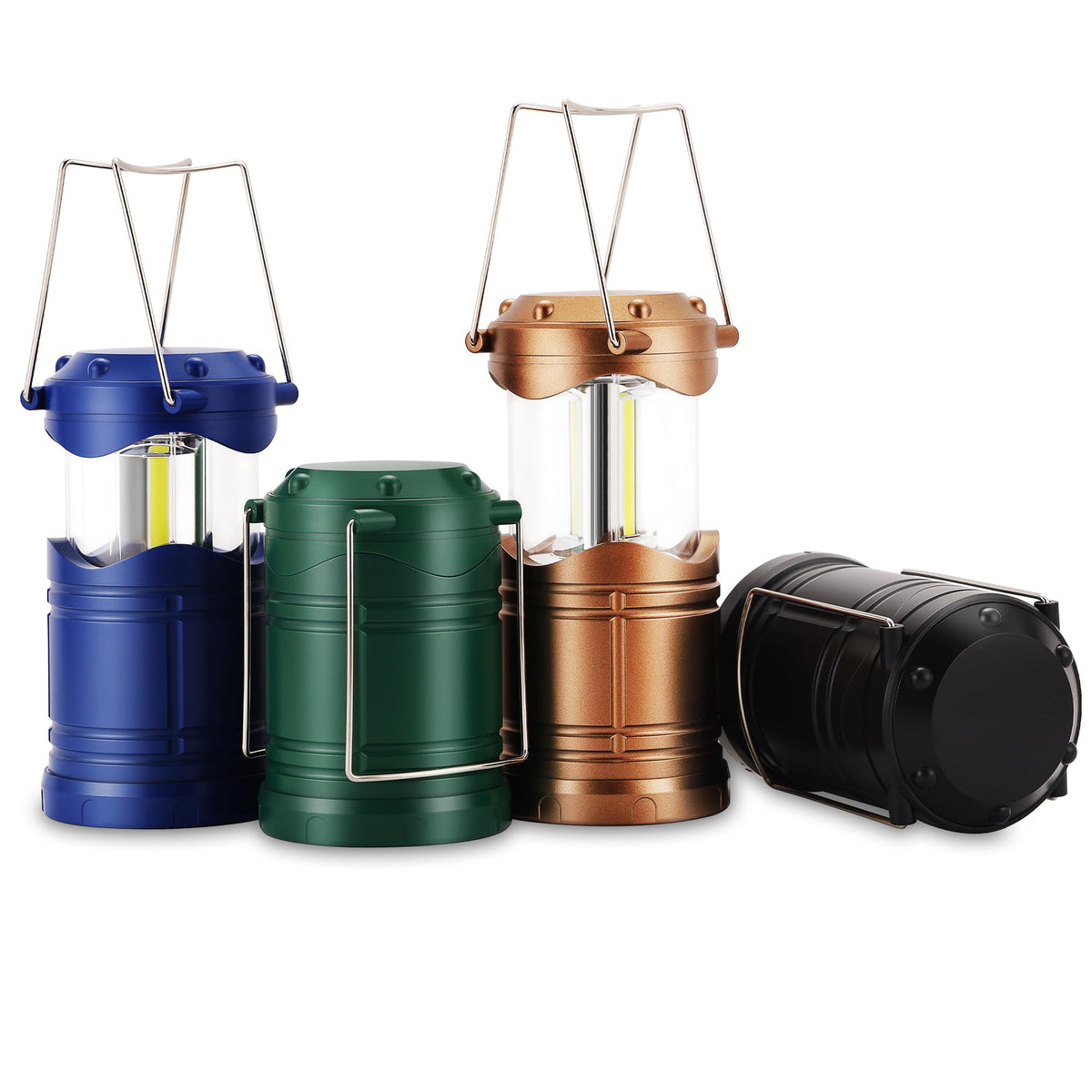 Lichamp LED camping lantern unfolded for hanging, delivering 360-degree ambient light outdoors.