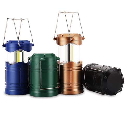 Lichamp LED camping lantern unfolded for hanging, delivering 360-degree ambient light outdoors.