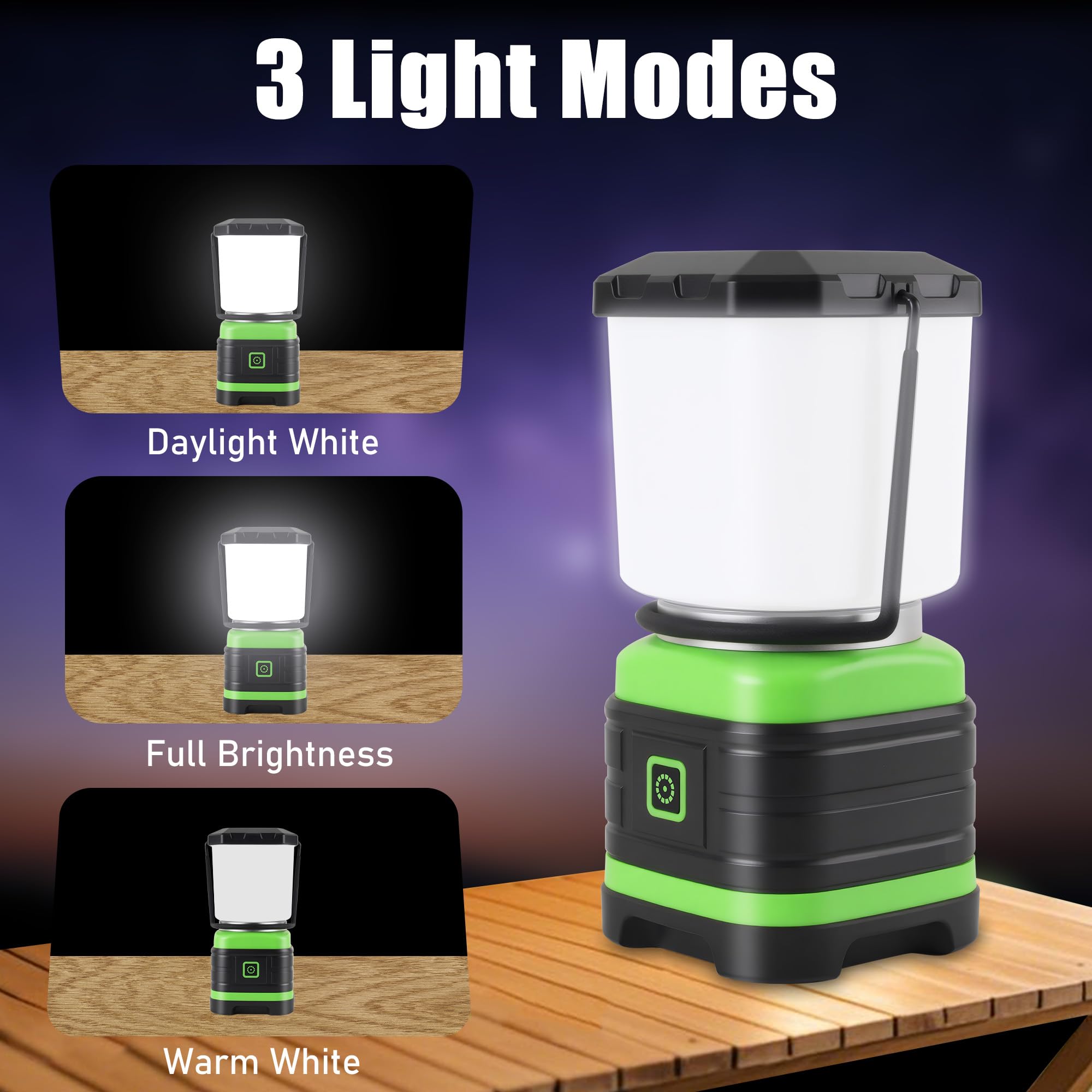Lichamp LED camping lantern with a base hook for upside-down tent lighting.