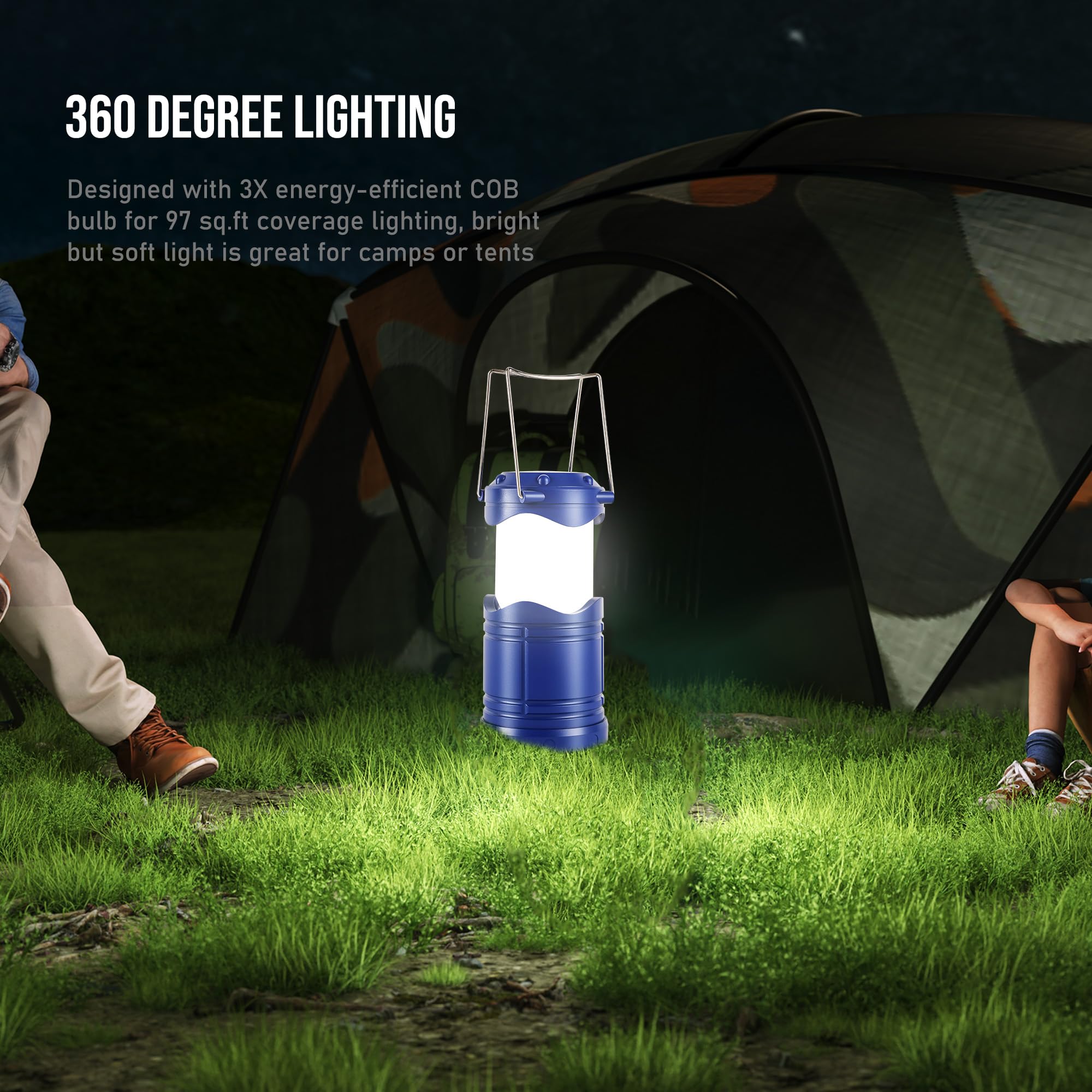 Lichamp LED camping lantern with COB technology for soft bright light.
