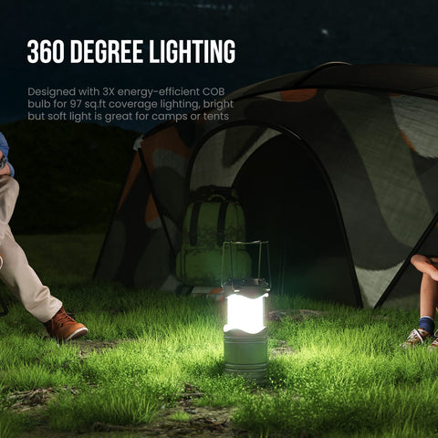 Lichamp LED camping lantern hanging for hands-free lighting in emergencies.