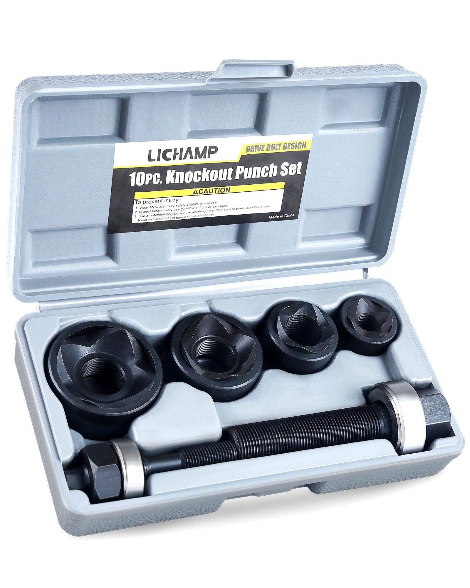 Lichamp manual knockout punch kit with 4 dies for durable conduit punching