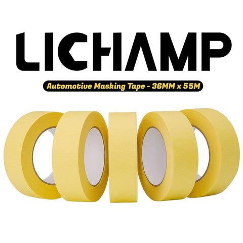Lichamp masking tape applied on straight area for sharp paint edges.