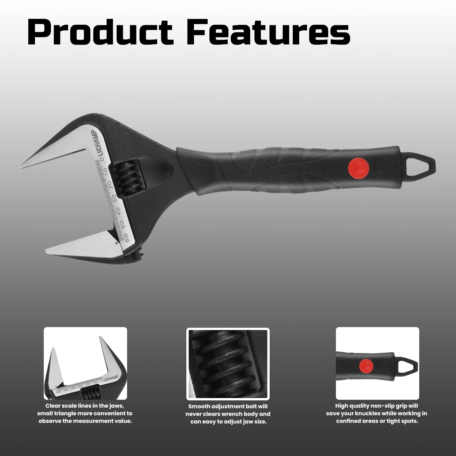 Lichamp non-slip grip reduces knuckle scrapes.