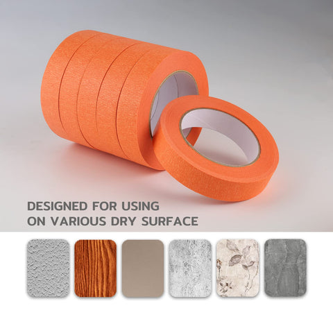 Indoor and outdoor masking with Lichamp orange painter's tape on exterior surface.