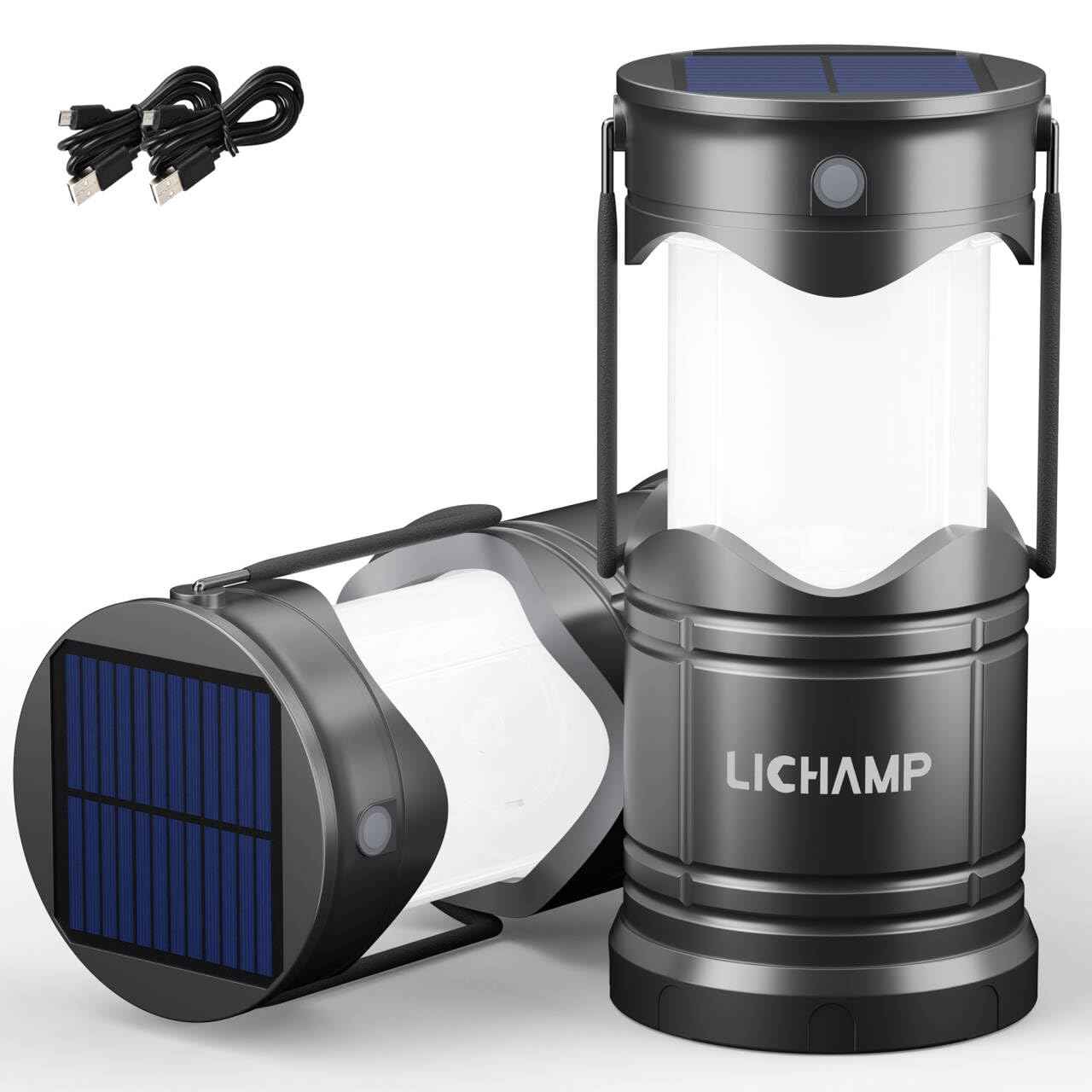 Lichamp solar lantern folded for compact packing and easy transport.