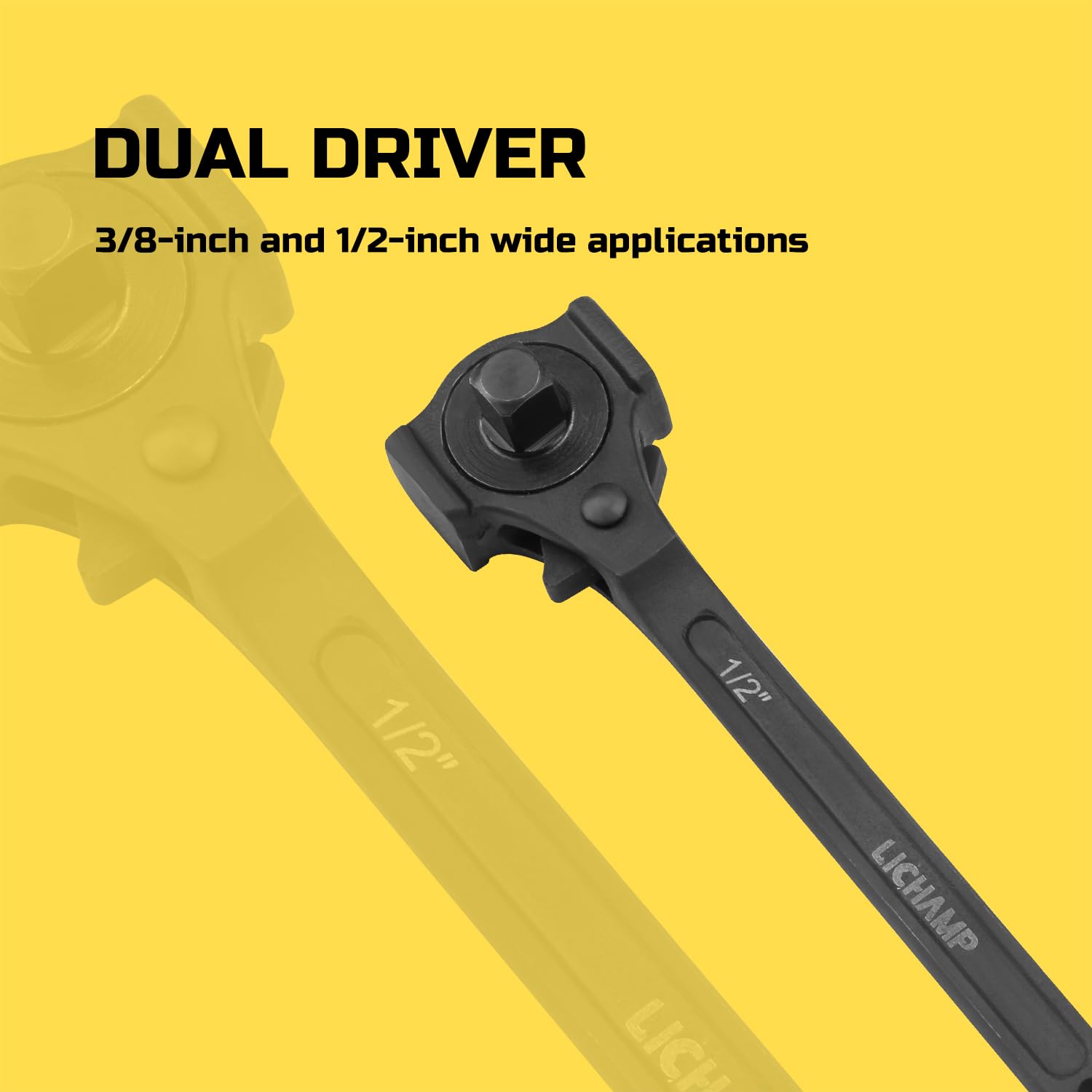 Lichamp spud ratchet wrench dual drive enables quick switch between sizes