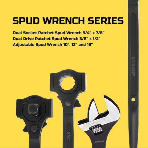Lichamp spud ratchet wrench in action tightening and aligning bolts