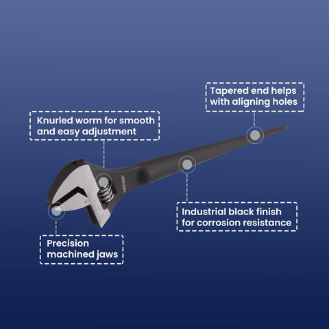 Lichamp 12in drop-forged spud wrench delivers durable construction.