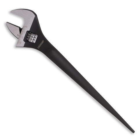 Lichamp 12in spud wrench extended handle for greater leverage in tight spaces.