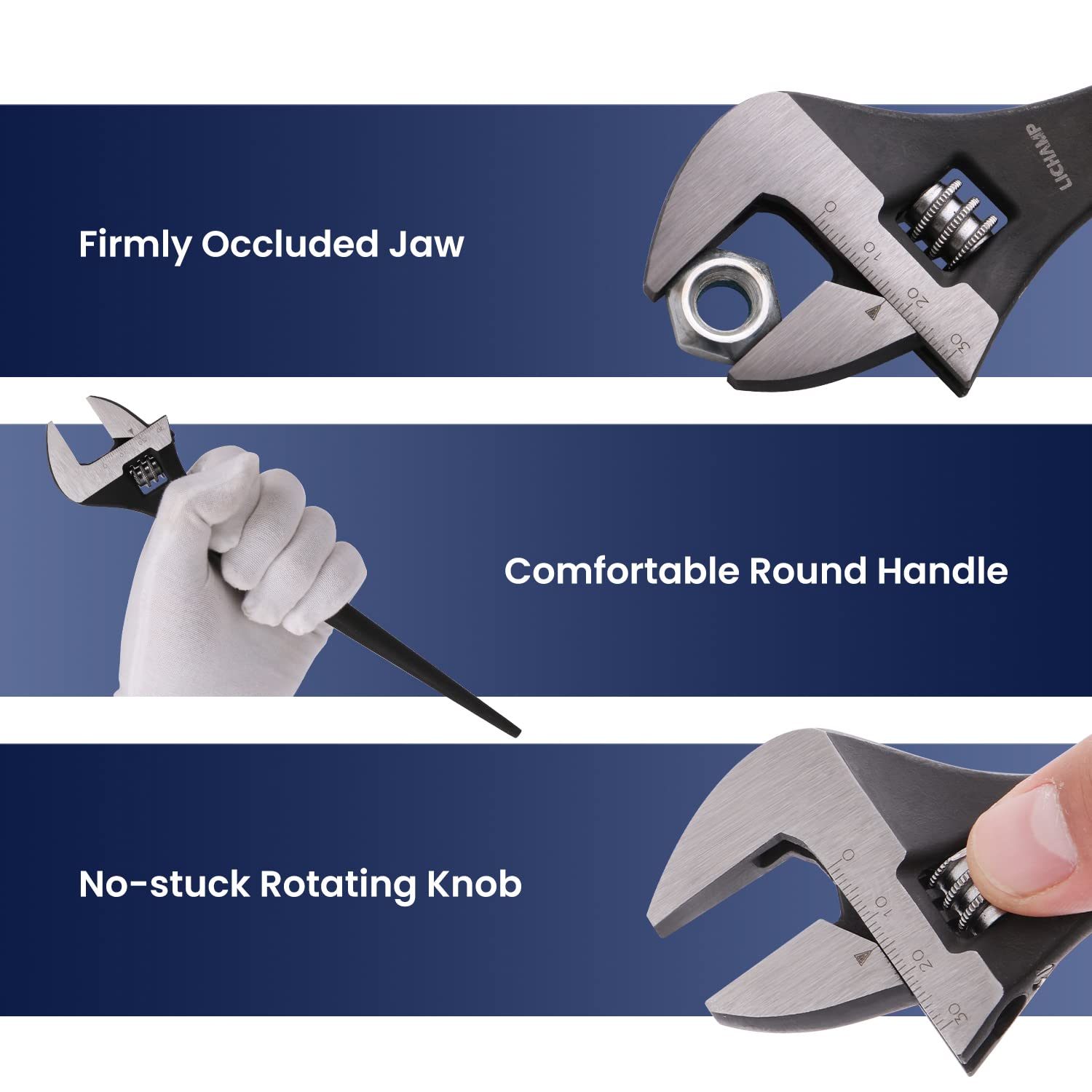 Lichamp expandable-length spud wrench fits different nuts and bolts on site