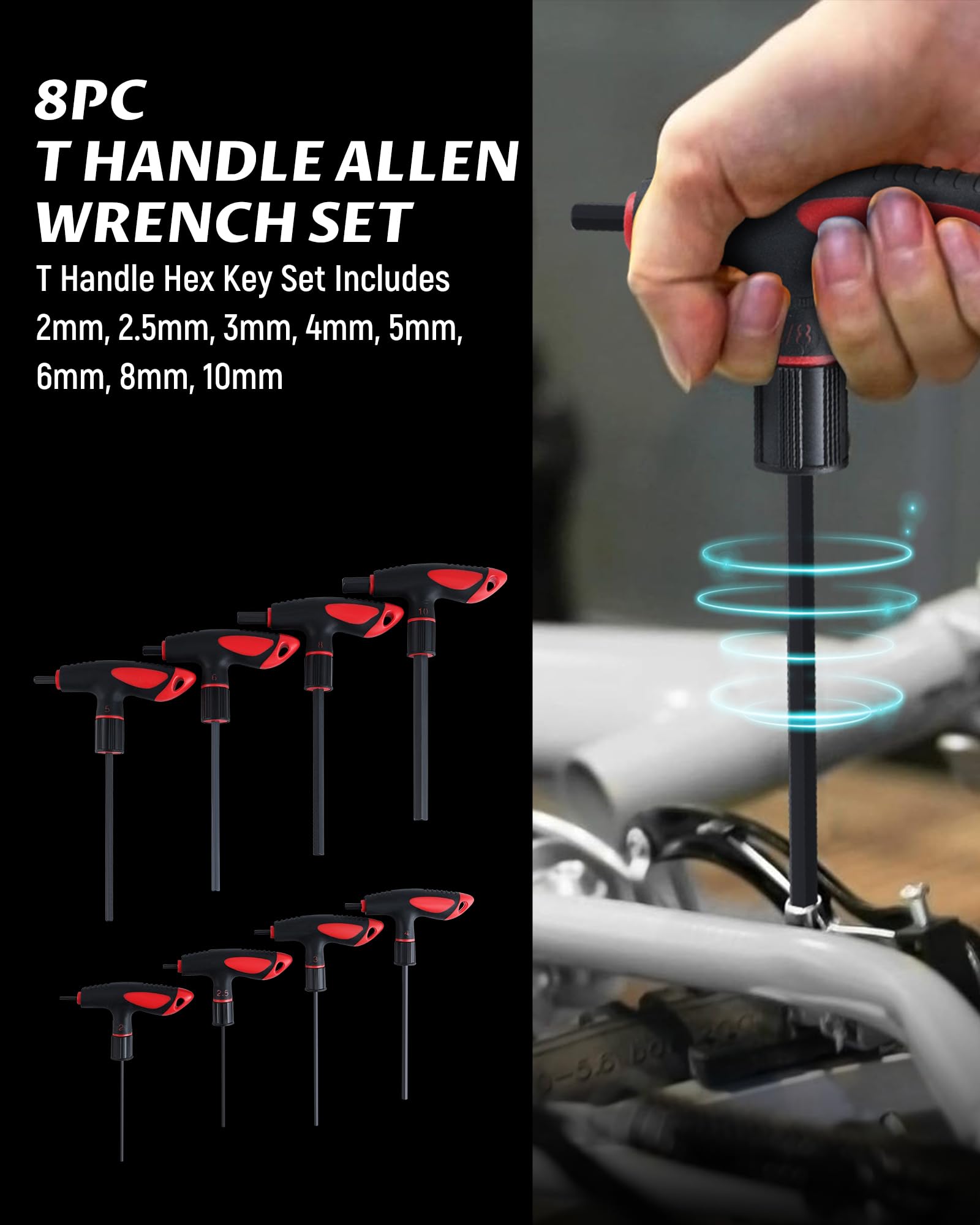 Lichamp T-handle Allen wrench 5mm shown for versatile fastener work.