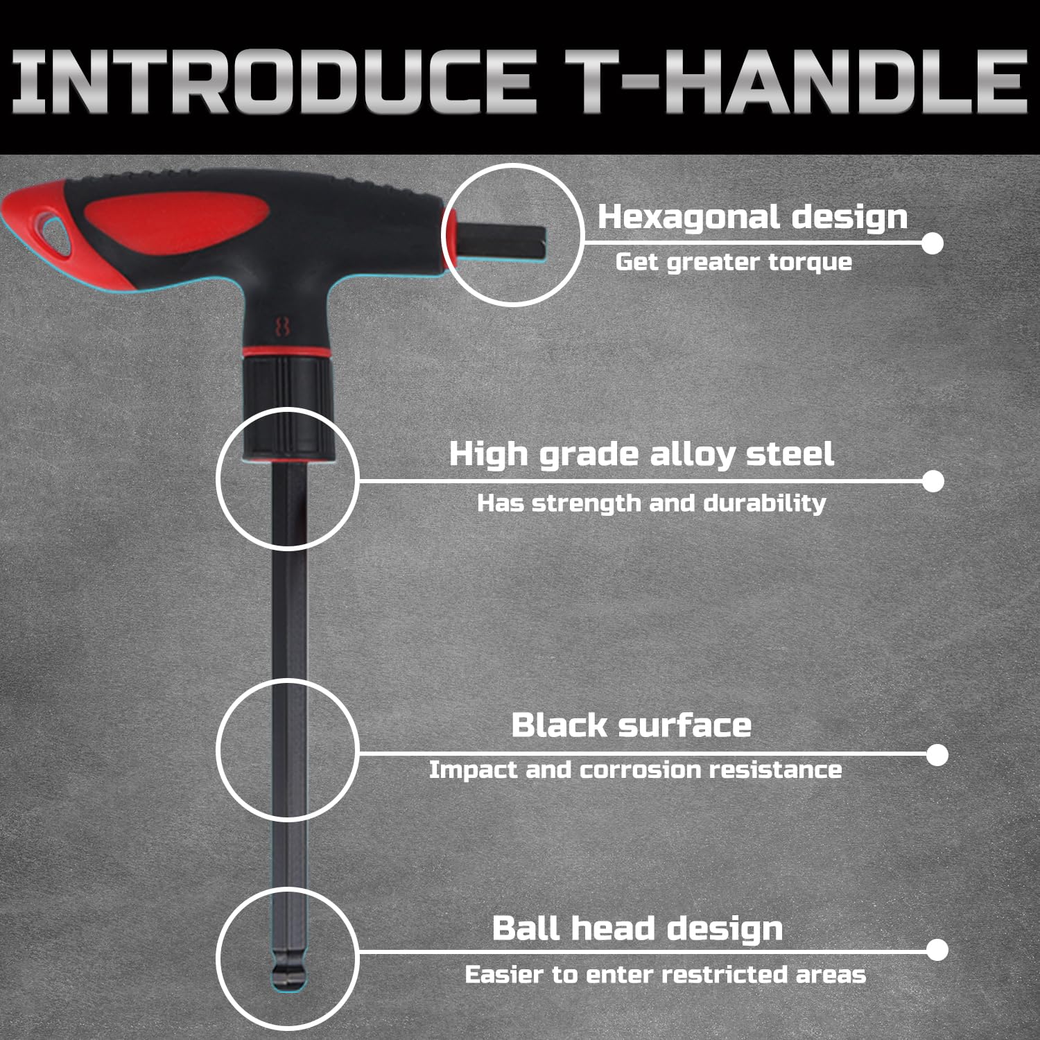 Lichamp T-handle Allen wrench 6mm with ergonomic grip for controlled torque.