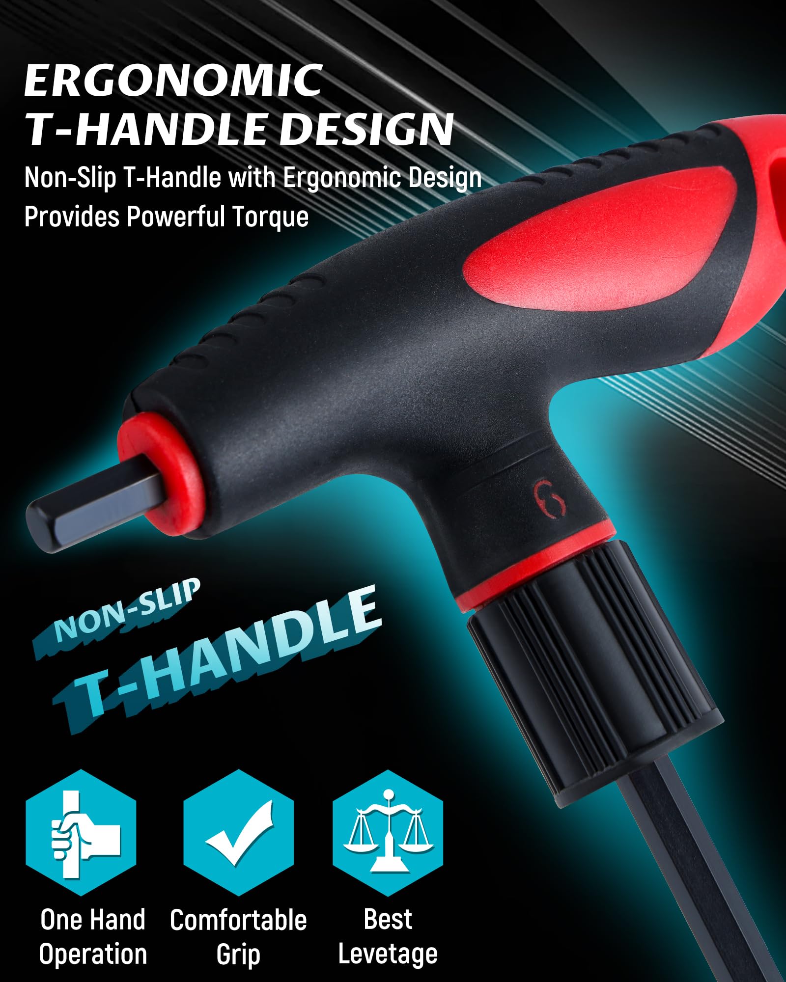 Lichamp T-handle Allen wrench with ergonomic grips for comfortable control.