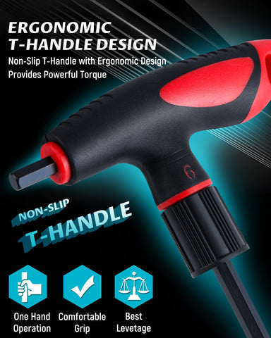 Lichamp T-handle Allen wrench with ergonomic grips for comfortable control.