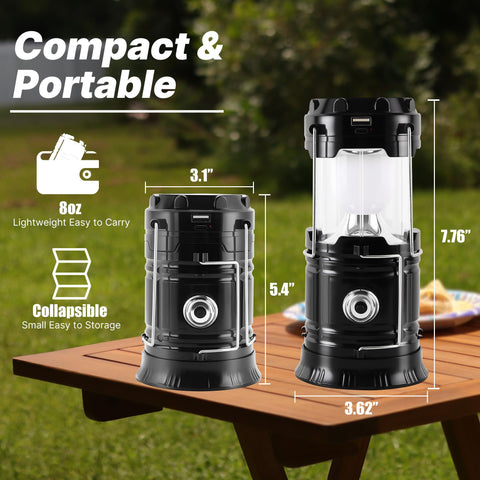 Lichamp USB-chargeable lantern and flashlight ready to charge devices.