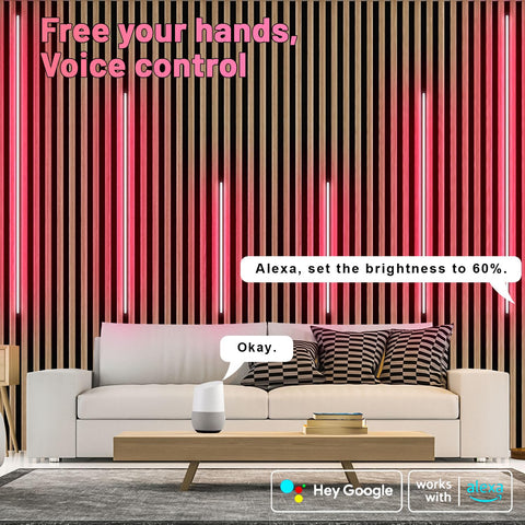 Lichaser RGB black recessed light 24-inch in-wall blends with slat walls