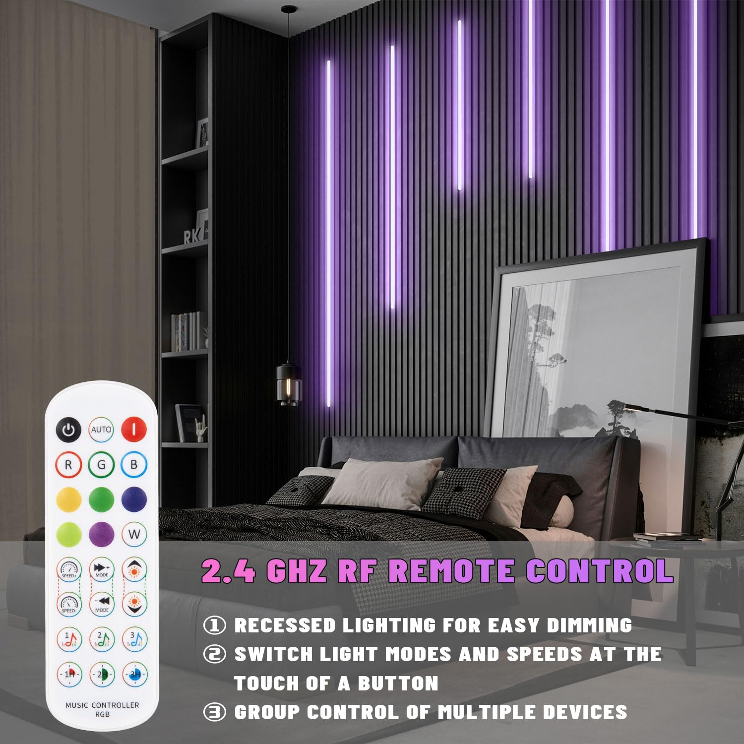 Lichaser RGB black recessed light controller and remote deliver easy scene control