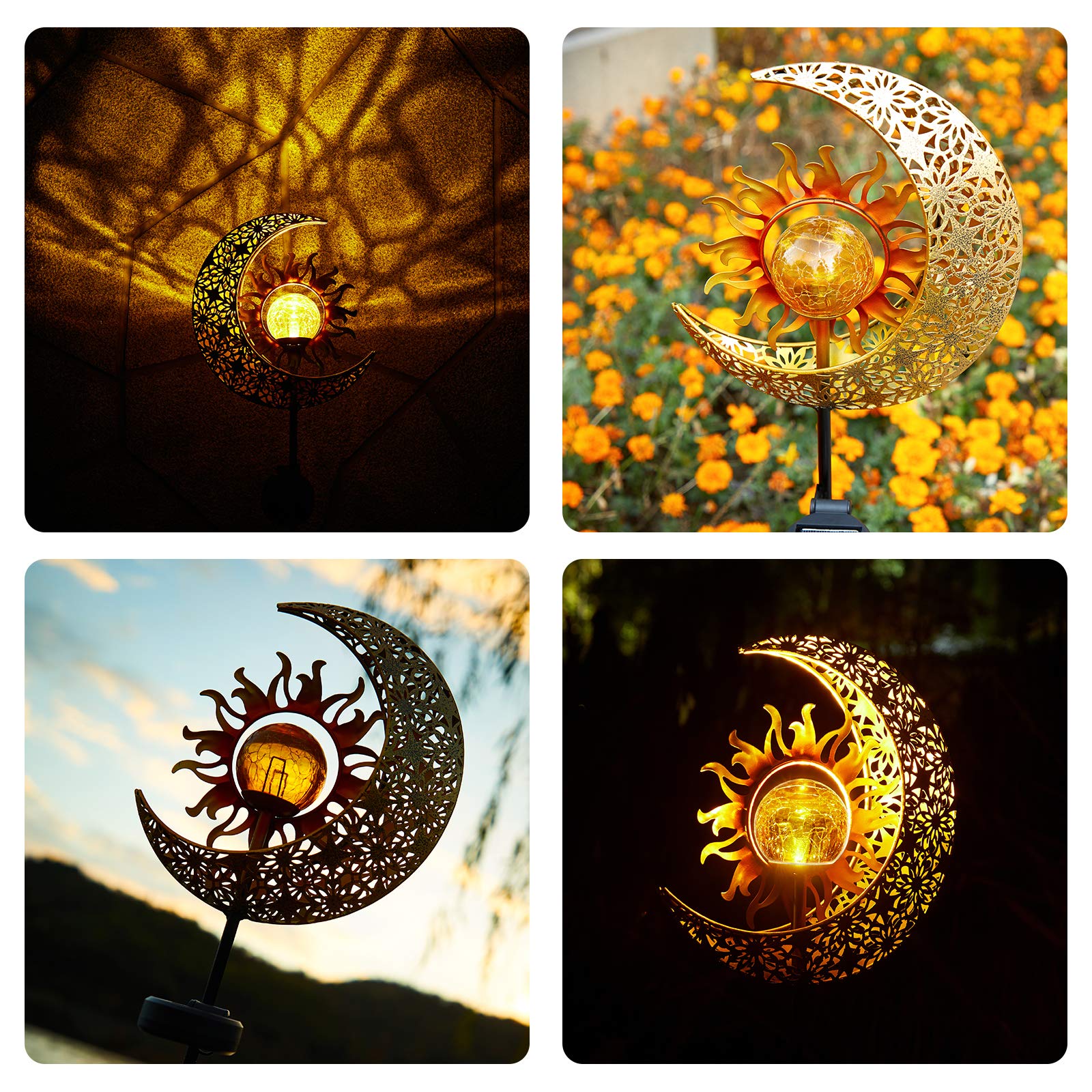 LICKLIP sun and moon crackle glass light for ambience at dusk