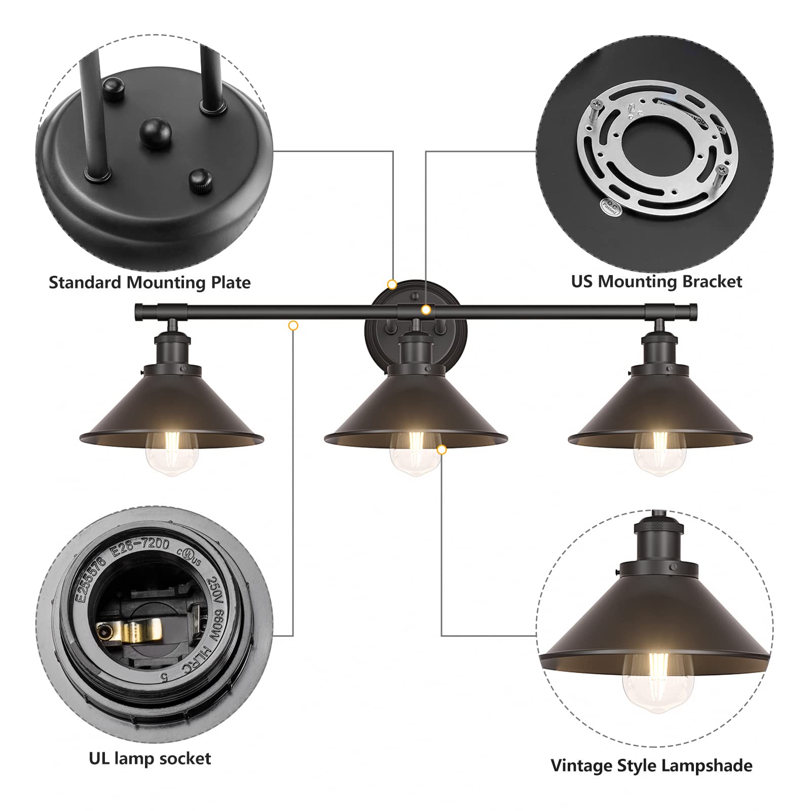 Industrial Licperron bathroom light with dimmable capability for mood lighting.