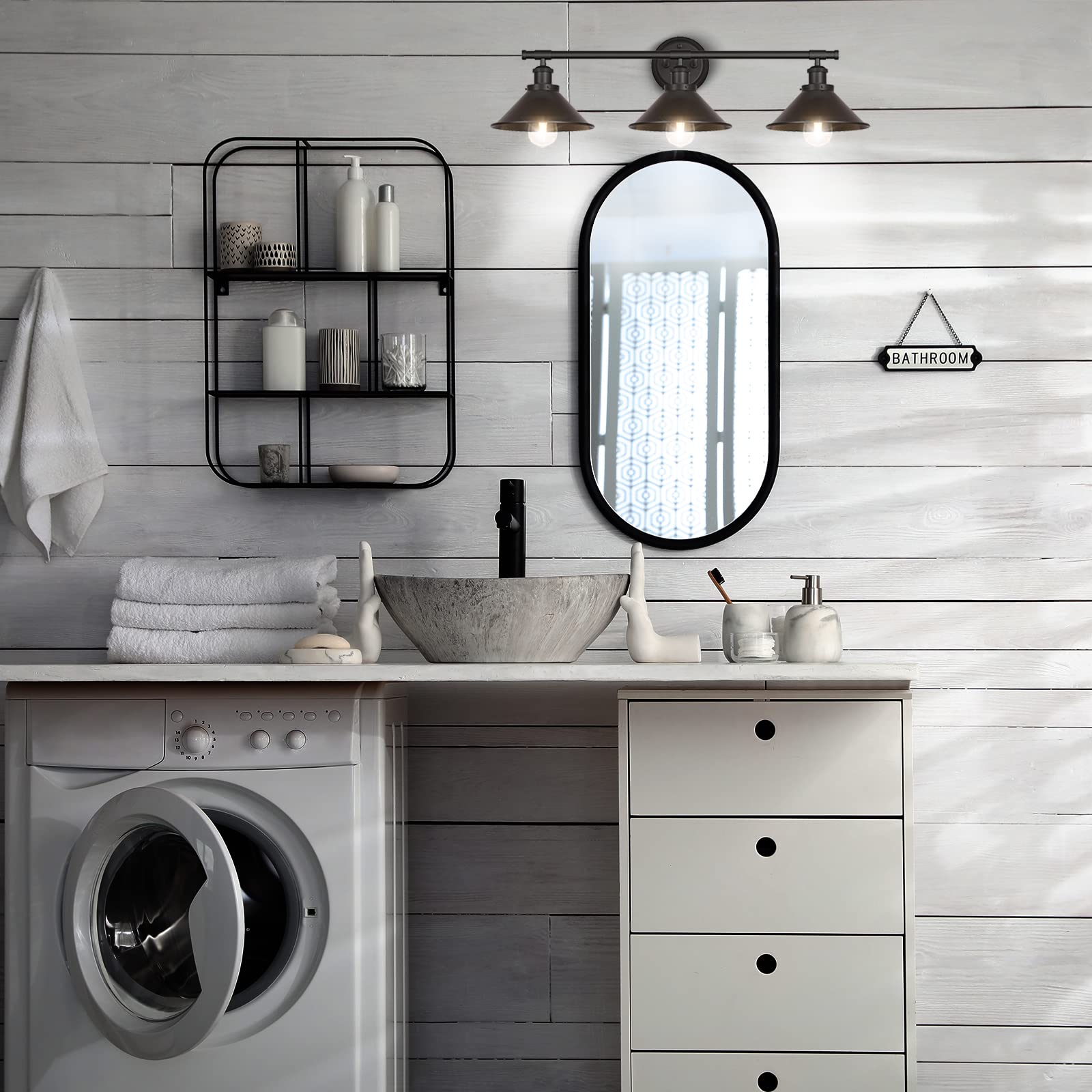 Licperron industrial vanity light suitable for living room or hallway decor.