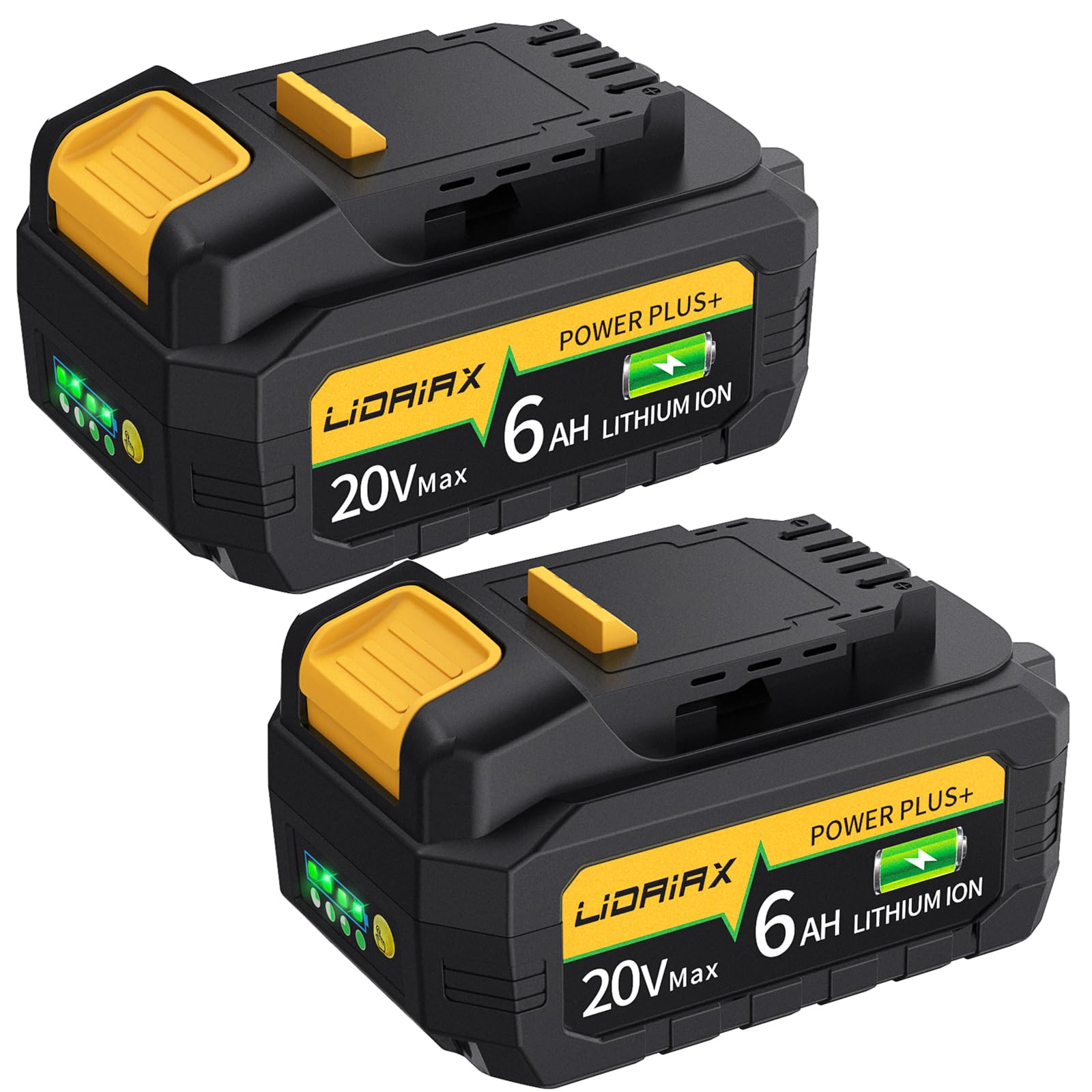 LIDAIAX DW20V replacement battery 6.0Ah two-pack powers demanding tools reliably.