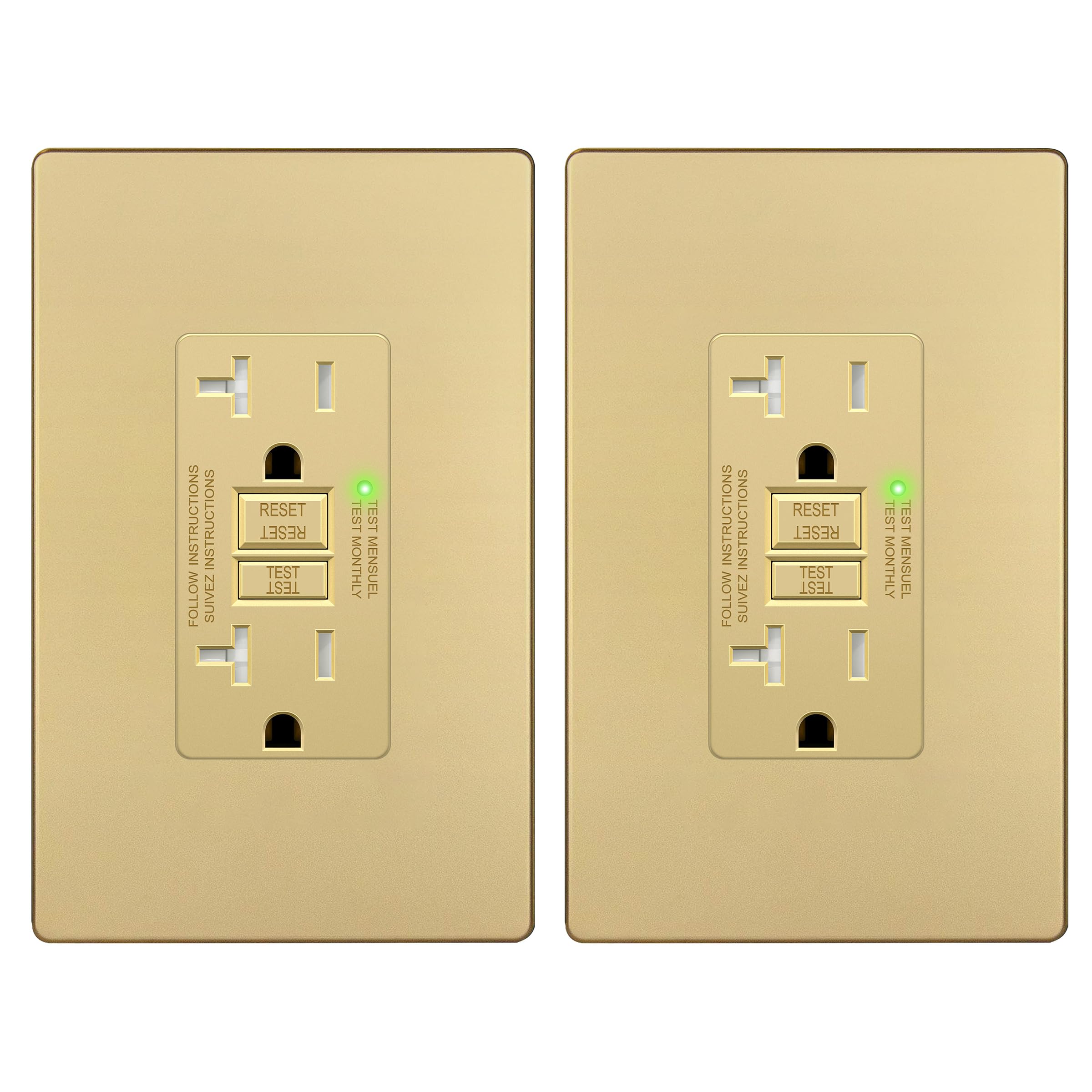 LIDER 20A GFCI outlet front view showing robust protection for high-load spaces.